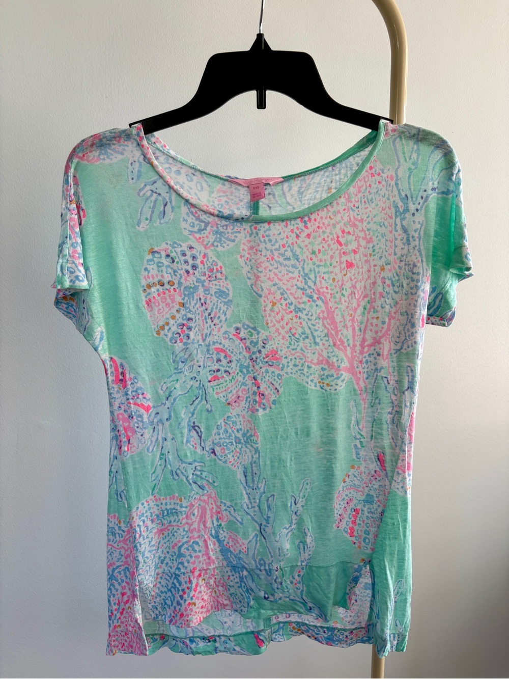 Lilly Pulitzer Mikela Minty Fresh Fansea Linen Top Size XXS